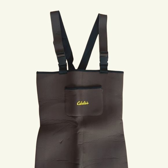 Cabela's Fishing Neoprene Chest Waders Bib Footed Stocking Overalls ML Brown - Picture 6 of 16